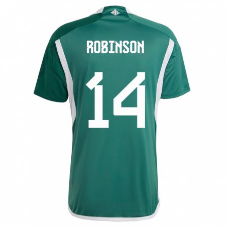 Kandiny Femme Maillot Irlande Du Nord Darren Robinson #14 Vert Tenues Domicile 24-26 T-Shirt