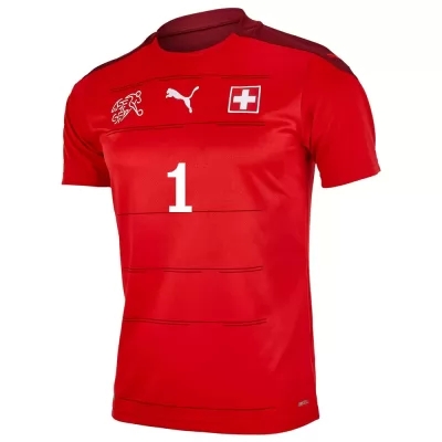 Enfant Équipe De Suisse De Football Maillot Yann Sommer #1 Tenues Domicile Rouge 2021