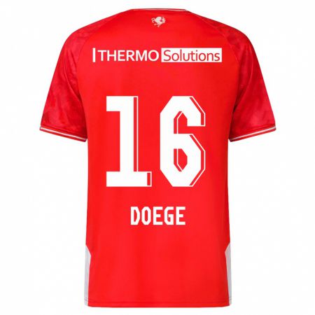 Kandiny Enfant Maillot Leonie Doege #16 Rouge Tenues Domicile 2023/24 T-Shirt