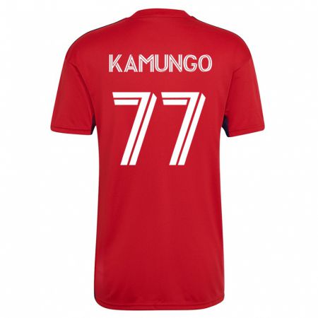 Kandiny Enfant Maillot Bernard Kamungo #77 Rouge Tenues Domicile 2023/24 T-Shirt