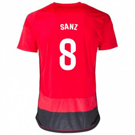 Kandiny Enfant Maillot Álvaro Sanz #8 Rouge Noir Tenues Domicile 2023/24 T-Shirt