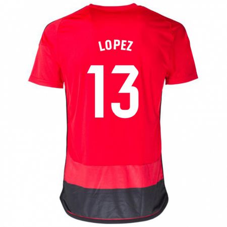 Kandiny Enfant Maillot Luis López #13 Rouge Noir Tenues Domicile 2023/24 T-Shirt