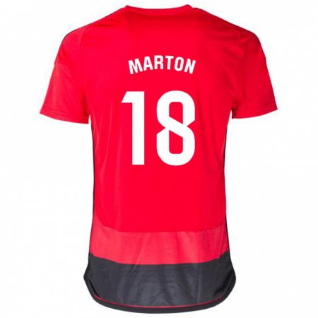 Kandiny Enfant Maillot Javier Martón #18 Rouge Noir Tenues Domicile 2023/24 T-Shirt