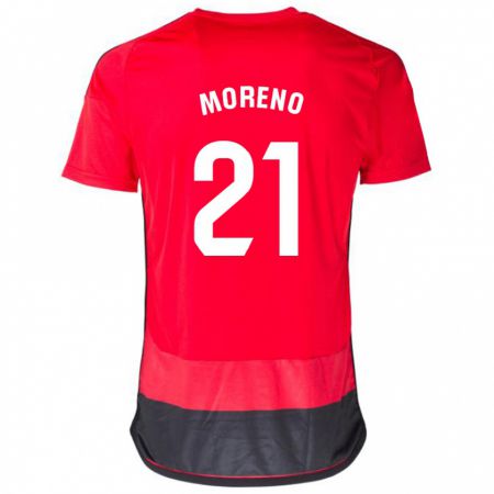 Kandiny Enfant Maillot Diego Moreno #21 Rouge Noir Tenues Domicile 2023/24 T-Shirt