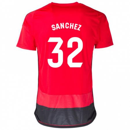 Kandiny Enfant Maillot Rubén Sánchez #32 Rouge Noir Tenues Domicile 2023/24 T-Shirt