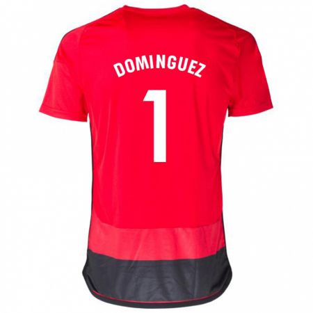 Kandiny Enfant Maillot Iago Domínguez #1 Rouge Noir Tenues Domicile 2023/24 T-Shirt