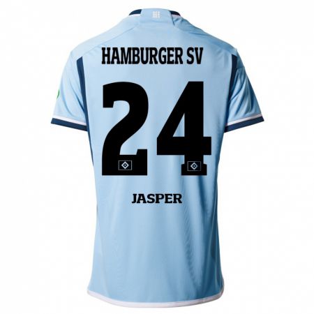 Kandiny Enfant Maillot Jan-Lukas Jasper #24 Bleu Tenues Extérieur 2023/24 T-Shirt