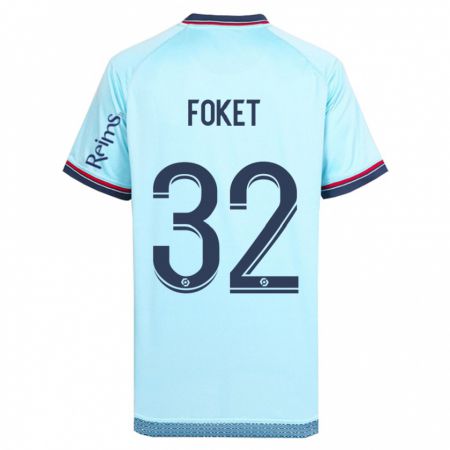 Kandiny Enfant Maillot Thomas Foket #32 Bleu Ciel Tenues Extérieur 2023/24 T-Shirt