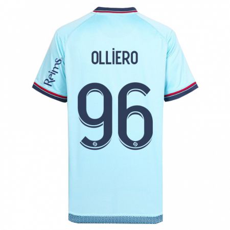 Kandiny Enfant Maillot Alexandre Olliero #96 Bleu Ciel Tenues Extérieur 2023/24 T-Shirt