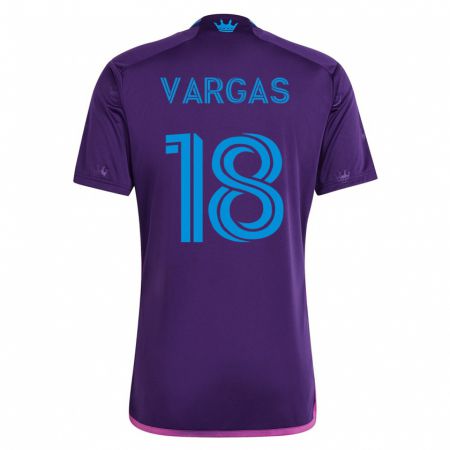 Kandiny Enfant Maillot Kerwin Vargas #18 Violet Tenues Extérieur 2023/24 T-Shirt