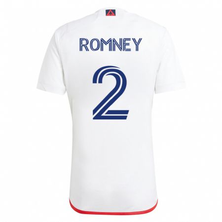 Kandiny Enfant Maillot Dave Romney #2 Blanc Rouge Tenues Extérieur 2023/24 T-Shirt