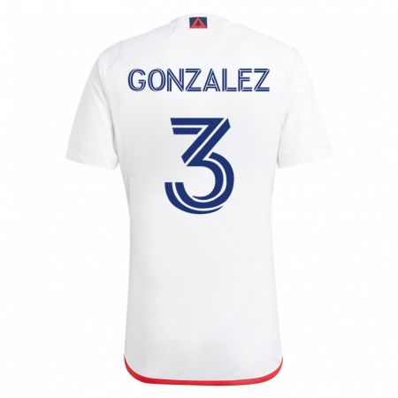 Kandiny Enfant Maillot Omar González #3 Blanc Rouge Tenues Extérieur 2023/24 T-Shirt
