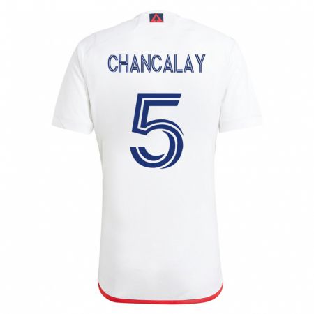Kandiny Enfant Maillot Tomás Chancalay #5 Blanc Rouge Tenues Extérieur 2023/24 T-Shirt