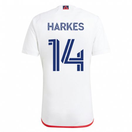 Kandiny Enfant Maillot Ian Harkes #14 Blanc Rouge Tenues Extérieur 2023/24 T-Shirt