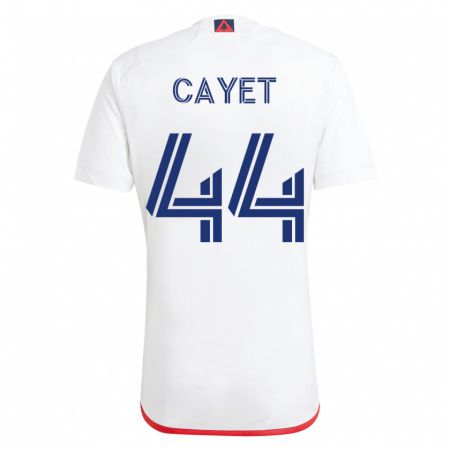 Kandiny Enfant Maillot Pierre Cayet #44 Blanc Rouge Tenues Extérieur 2023/24 T-Shirt