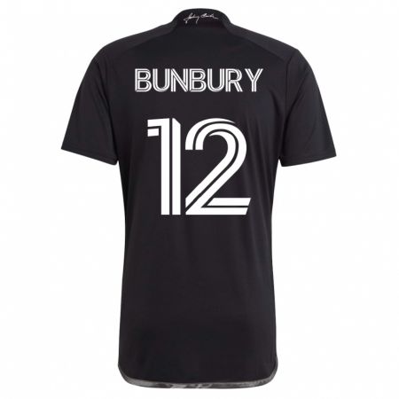 Kandiny Enfant Maillot Teal Bunbury #12 Noir Tenues Extérieur 2023/24 T-Shirt