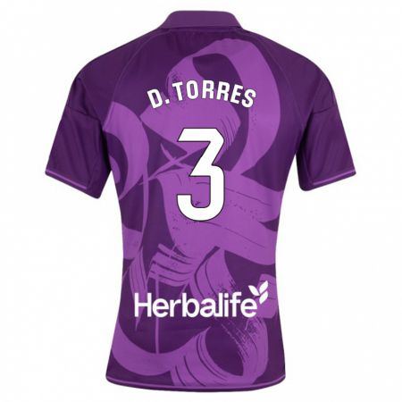 Kandiny Enfant Maillot David Torres #3 Violet Tenues Extérieur 2023/24 T-Shirt