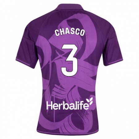 Kandiny Enfant Maillot Raúl Chasco #3 Violet Tenues Extérieur 2023/24 T-Shirt