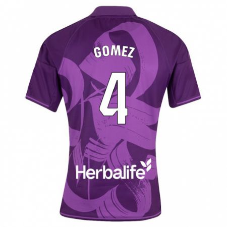 Kandiny Enfant Maillot Adrián Gómez #4 Violet Tenues Extérieur 2023/24 T-Shirt