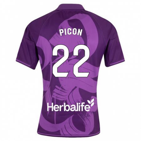 Kandiny Enfant Maillot Pablo Picón #22 Violet Tenues Extérieur 2023/24 T-Shirt