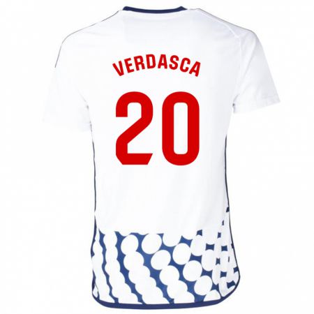 Kandiny Enfant Maillot Diogo Verdasca #20 Blanc Tenues Extérieur 2023/24 T-Shirt