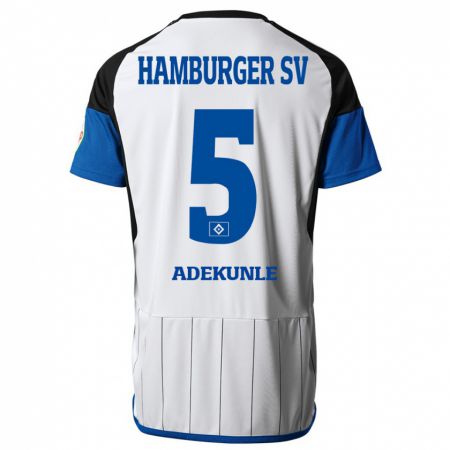 Kandiny Homme Maillot Noah Adekunle #5 Blanc Tenues Domicile 2023/24 T-Shirt