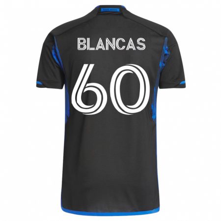 Kandiny Homme Maillot Eduardo Blancas #60 Bleu Noir Tenues Domicile 2023/24 T-Shirt