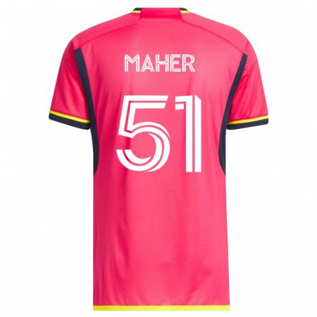 Kandiny Homme Maillot Josh Maher #51 Rose Tenues Domicile 2023/24 T-Shirt