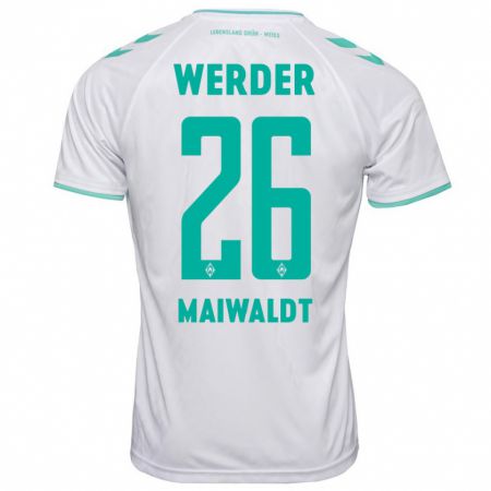 Kandiny Homme Maillot Julius Maiwaldt #26 Blanc Tenues Extérieur 2023/24 T-Shirt