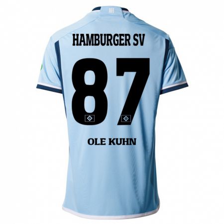 Kandiny Homme Maillot Niklas Ole Kühn #87 Bleu Tenues Extérieur 2023/24 T-Shirt