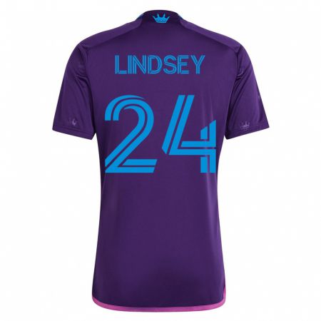 Kandiny Homme Maillot Jaylin Lindsey #24 Violet Tenues Extérieur 2023/24 T-Shirt