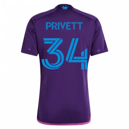 Kandiny Homme Maillot Andrew Privett #34 Violet Tenues Extérieur 2023/24 T-Shirt