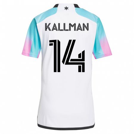 Kandiny Homme Maillot Brent Kallman #14 Blanc Tenues Extérieur 2023/24 T-Shirt