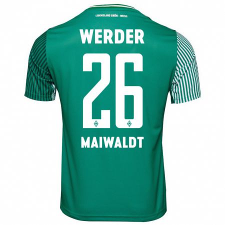 Kandiny Femme Maillot Julius Maiwaldt #26 Vert Tenues Domicile 2023/24 T-Shirt