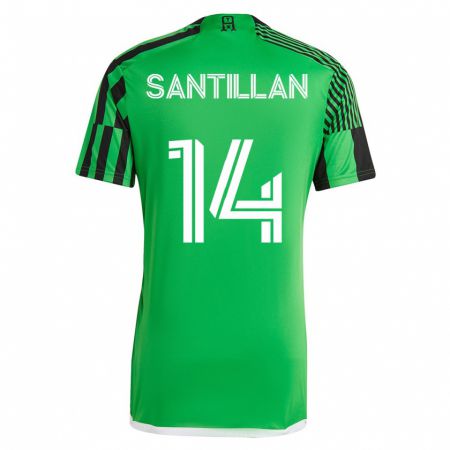 Kandiny Femme Maillot Jonathan Santillan #14 Vert Noir Tenues Domicile 2023/24 T-Shirt