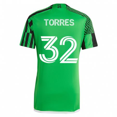 Kandiny Femme Maillot Ervin Torres #32 Vert Noir Tenues Domicile 2023/24 T-Shirt