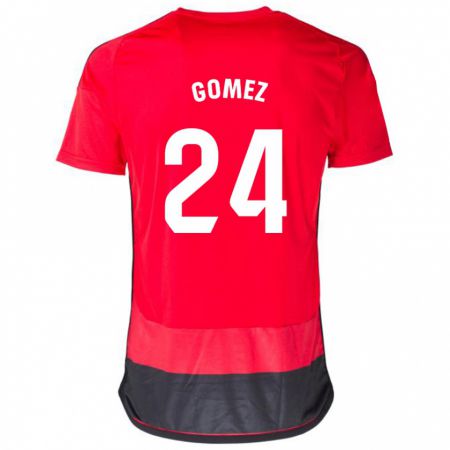 Kandiny Femme Maillot Jonathan Gómez #24 Rouge Noir Tenues Domicile 2023/24 T-Shirt