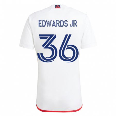 Kandiny Femme Maillot Earl Edwards Jr. #36 Blanc Rouge Tenues Extérieur 2023/24 T-Shirt