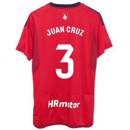 Kandiny Enfant Maillot Juan Cruz #3 Rouge Tenues Domicile 2023/24 T-Shirt