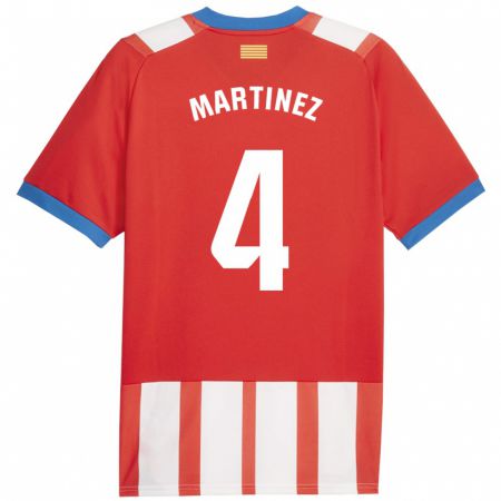 Kandiny Enfant Maillot Arnau Martínez #4 Rouge Blanc Tenues Domicile 2023/24 T-Shirt