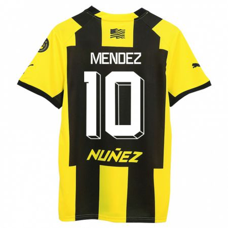 Kandiny Enfant Maillot Kevin Méndez #10 Jaune Noir Tenues Domicile 2023/24 T-Shirt