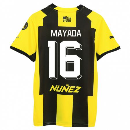 Kandiny Enfant Maillot Camilo Mayada #16 Jaune Noir Tenues Domicile 2023/24 T-Shirt