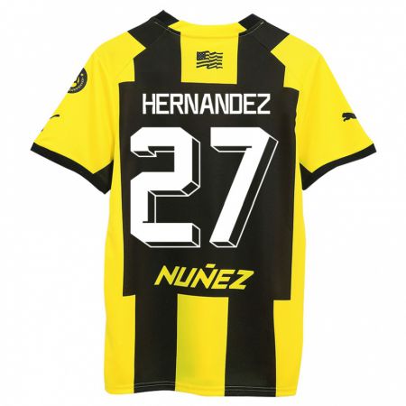 Kandiny Enfant Maillot Lucas Hernández #27 Jaune Noir Tenues Domicile 2023/24 T-Shirt