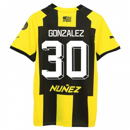 Kandiny Enfant Maillot Ángel González #30 Jaune Noir Tenues Domicile 2023/24 T-Shirt