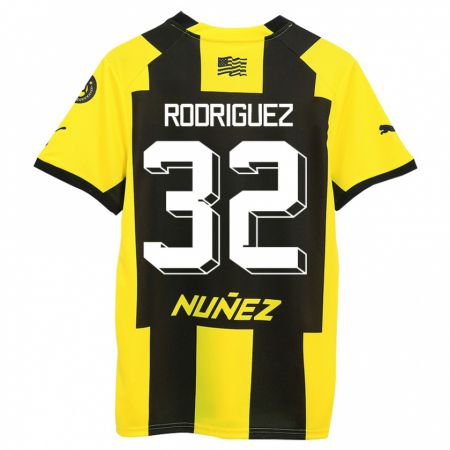 Kandiny Enfant Maillot Randall Rodríguez #32 Jaune Noir Tenues Domicile 2023/24 T-Shirt