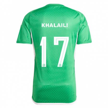 Kandiny Enfant Maillot Iyad Khalaili #17 Blanc Bleu Tenues Domicile 2023/24 T-Shirt