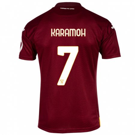 Kandiny Enfant Maillot Yann Karamoh #7 Rouge Foncé Tenues Domicile 2023/24 T-Shirt