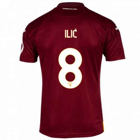 Kandiny Enfant Maillot Ivan Ilić #8 Rouge Foncé Tenues Domicile 2023/24 T-Shirt