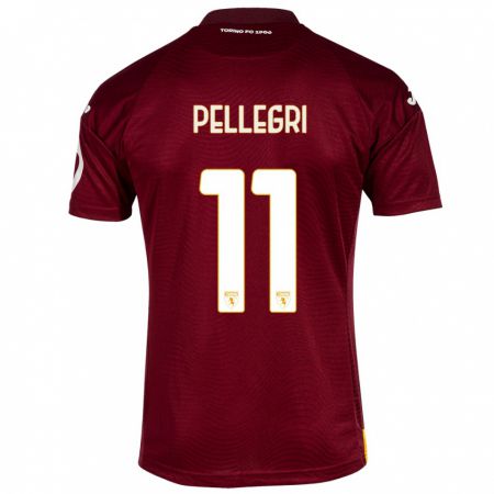 Kandiny Enfant Maillot Pietro Pellegri #11 Rouge Foncé Tenues Domicile 2023/24 T-Shirt