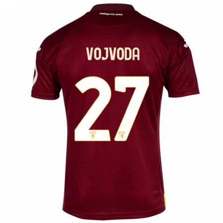 Kandiny Enfant Maillot Mërgim Vojvoda #27 Rouge Foncé Tenues Domicile 2023/24 T-Shirt